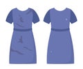 Dirty untidy women`s dress with stains and neat clean dress. Fresh cotton clothes with removed mud. Soiled and tidy washed garmen