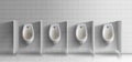 Dirty urinals in public toilet realistic vector