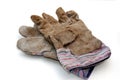 A dirty, used pair of workd gloves Royalty Free Stock Photo