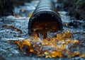 Dirty water flows from the pipe pollution of the environment ecology water pollution Royalty Free Stock Photo