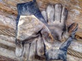 Dirty work gloves.