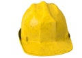 Dirty Yellow safety helmet or hard hat on white background