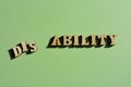 Disability, ability words as banner headline