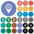 Disability accessibility GPS map location round flat multi colored icons