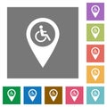 Disability accessibility GPS map location square flat icons Royalty Free Stock Photo