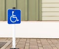 Disability car parking sign to reserved space for handicap driver vehicle park