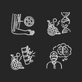 Disability chalk white icons set on black background Royalty Free Stock Photo