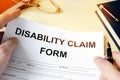 Disability claim form for insurance.