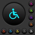 Disability dark push buttons with color icons