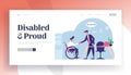 Disability Employment, Work for Disabled People Website Landing Page. Handicapped Man Sit in Wheelchair Shaking Hand