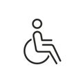 Disability icon vector illustration, man on wheelchair.