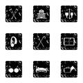 Disability icons set, grunge style Royalty Free Stock Photo