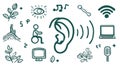 Disability Inclusion Icons Accessibility, Hearing, Vision, Communication, Technology Nature Royalty Free Stock Photo