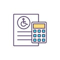 Disability insurance cost RGB color icon