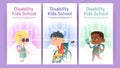 Disability kids school cartoon posters, education