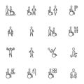 Disability line icons set