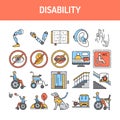 Disability line icons set. Isolated vector element.