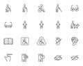 Disability line icons set