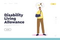 Disability living allowance landing page concept with man with broken arm in bandage Royalty Free Stock Photo