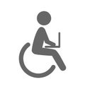 Disability man with notebook pictogram flat icon isolated on whi