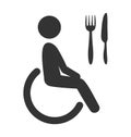 Disability man pictogram flat icon cafe isolated on white Royalty Free Stock Photo