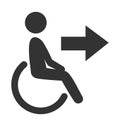 Disability man pictogram flat icon exit on white