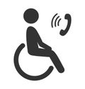 Disability man pictogram flat icon phone isolated on white Royalty Free Stock Photo