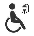 Disability man pictogram flat icon shower isolated on white