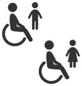 Disability man pictogram flat icon wc female male on wh