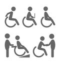 Disability people pictograms flat icons isolated on white