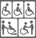 Disability people pictograms flat icons on white