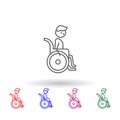 Disability, physiotherapy man multi color icon. Simple thin line, outline  of physiotherapy icons for ui and ux, website or Royalty Free Stock Photo