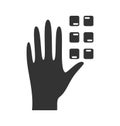 Disability pictogram braille flat icon hand isolated on white