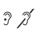 Disability pictogram flat icon mute isolated on white