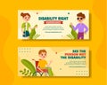 Disability Rights Awareness Month Horizontal Banner Flat Cartoon Template Background Illustration