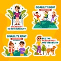 Disability Rights Awareness Month Label Flat Cartoon Templates Background Illustration