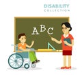 Disability school children and teacher concept Royalty Free Stock Photo