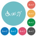 Disability symbols flat round icons