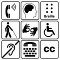 Disability symbols and signs collection Royalty Free Stock Photo