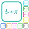 Disability symbols vivid colored flat icons