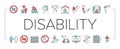 Disability Technology Collection Icons Set Vector .