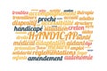 Disability word cloud vector illustration in French language Royalty Free Stock Photo