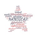 Disability word cloud vector illustration in French language Royalty Free Stock Photo