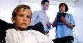 Disable boy sitting on wheel chair at hospital