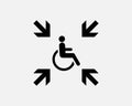 Disable People Person Emergency Assembly Gathering Point Black White Silhouette Sign Symbol Icon Graphic Clipart Artwork Vector