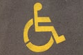 Disable handicap parking sign on asphalt Royalty Free Stock Photo