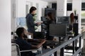 Disabled african american it engineer working on server program Royalty Free Stock Photo