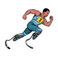 Disabled African runner with leg prostheses running forward. sports competition Royalty Free Stock Photo