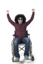 Disabled Afro man looks happy in the studio