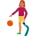 Disabled with amputee leg play ball vector icon
